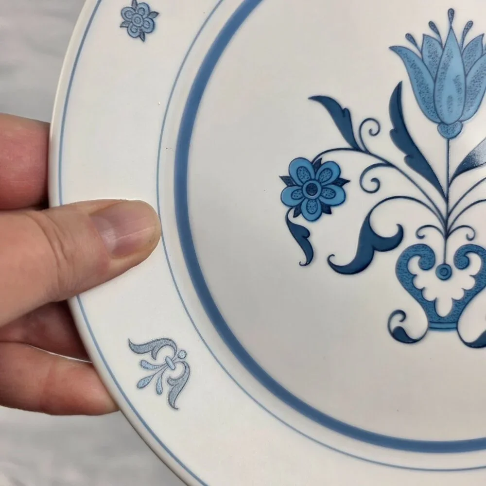 TWO Noritake Blue Haven Salad Plates Blue Flowers & Bands